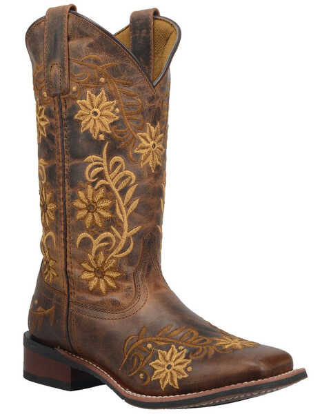 Laredo Women's Secret Garden Western Boots - Broad Square Toe, Brown, hi-res