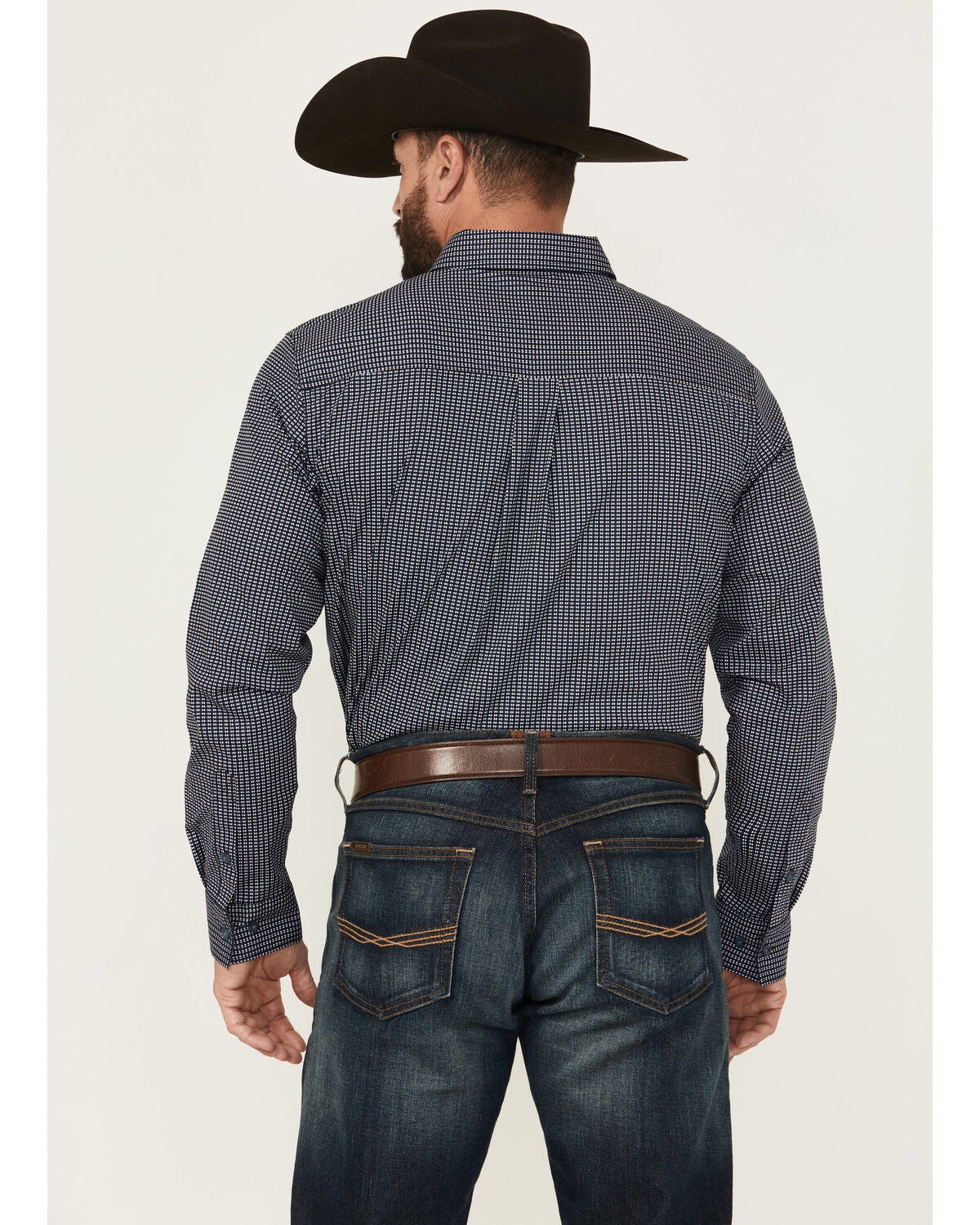 Image #4 - Cody James Men's Chris Geo Print Long Sleeve Button-Down Stretch Western Shirt, Dark Blue, hi-res