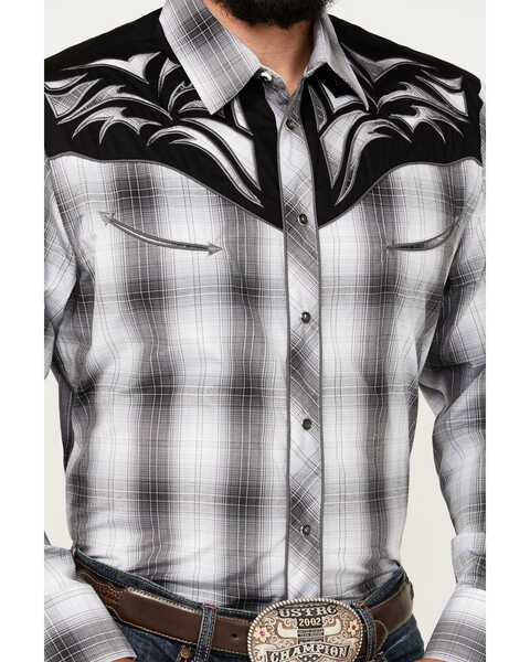 Image #3 - Avalon Men's Embroidered Long Sleeve Snap Western Shirt, White, hi-res