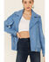 Image #3 - Understated Leather Women's Sunburst Leather Zip-Front Moto Jacket, Turquoise, hi-res