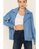 Image #3 - Understated Leather Women's Sunburst Leather Zip-Front Moto Jacket , Turquoise, hi-res