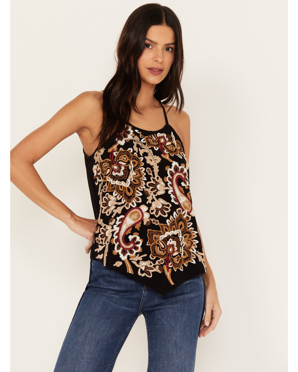 Image #1 - Idyllwind Women's Tullia Embroidered Tank, Black, hi-res