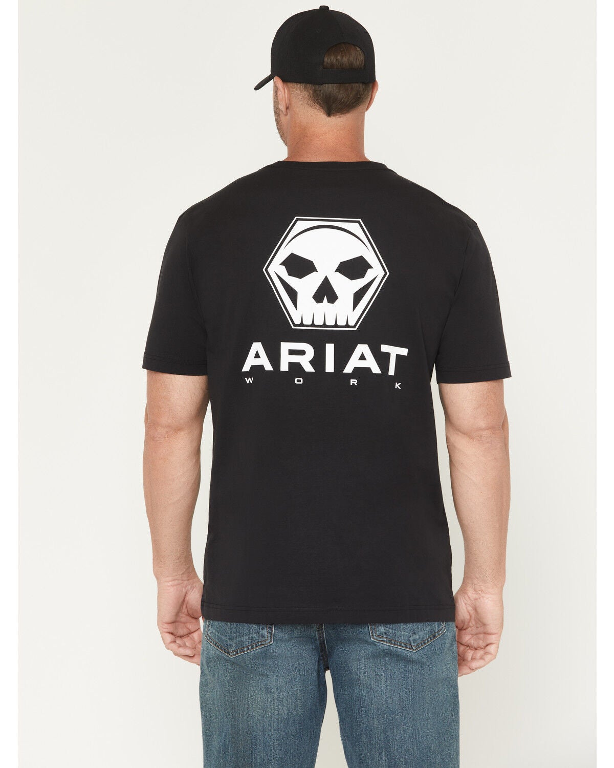 Image #1 - Ariat Men's Rebar Cotton Strong Bolt Short Sleeve Graphic Work Shirt, Black, hi-res