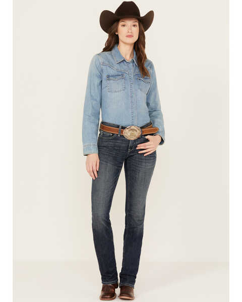Image #1 - Ariat Women's R.E.A.L. Perfect Rise Madison Stretch Straight Jeans, Dark Wash, hi-res