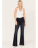 Image #1 - Shyanne Women's Dark Wash Trouser Flare Jeans, Dark Wash, hi-res