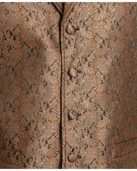 Image #2 - Rangewear by Scully Men's Notched Lapel Paisley Print Vest, Brown, hi-res
