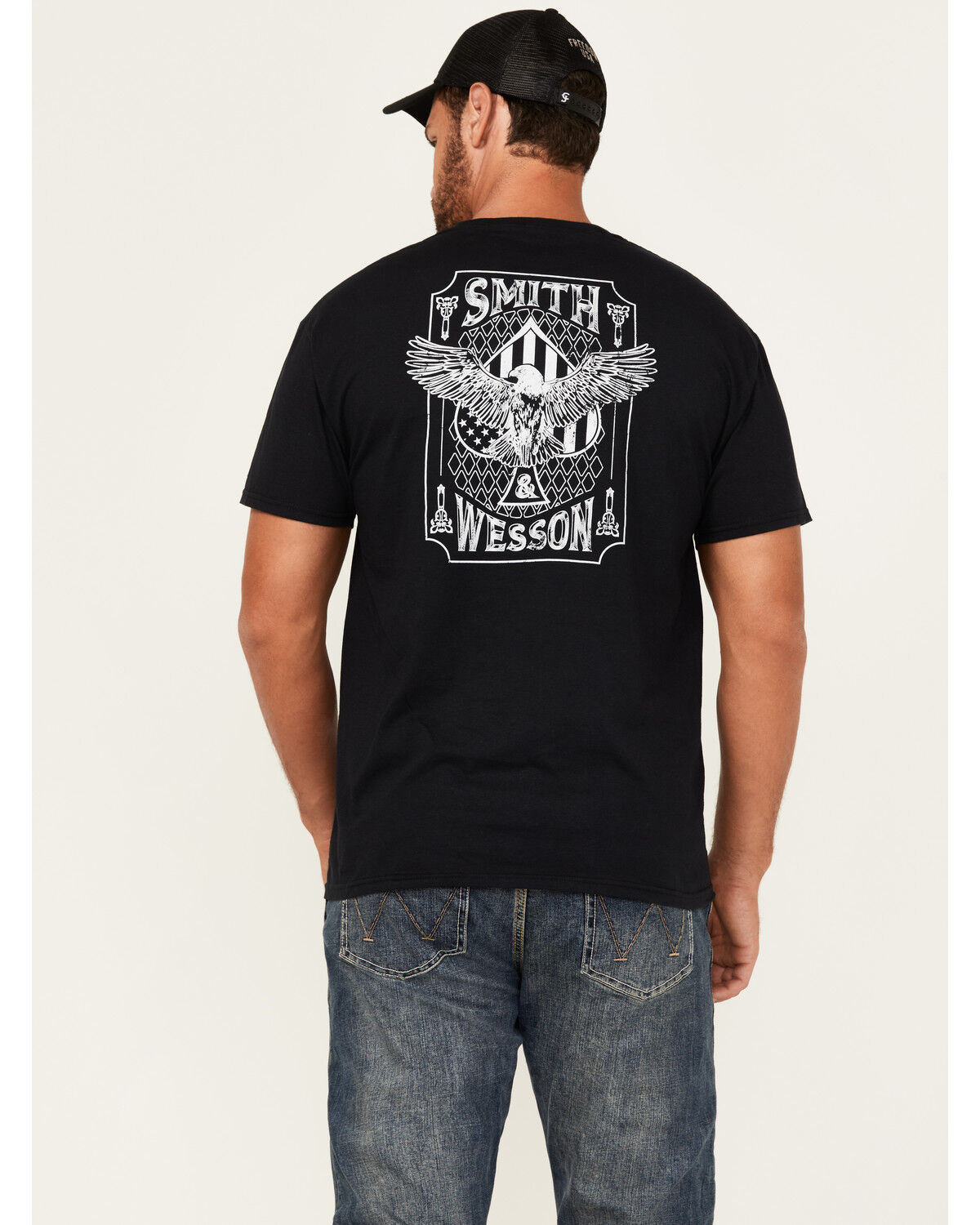 Image #1 - Smith & Wesson Men's Eagle Spade Playing Card Short Sleeve Graphic T-Shirt, Black, hi-res
