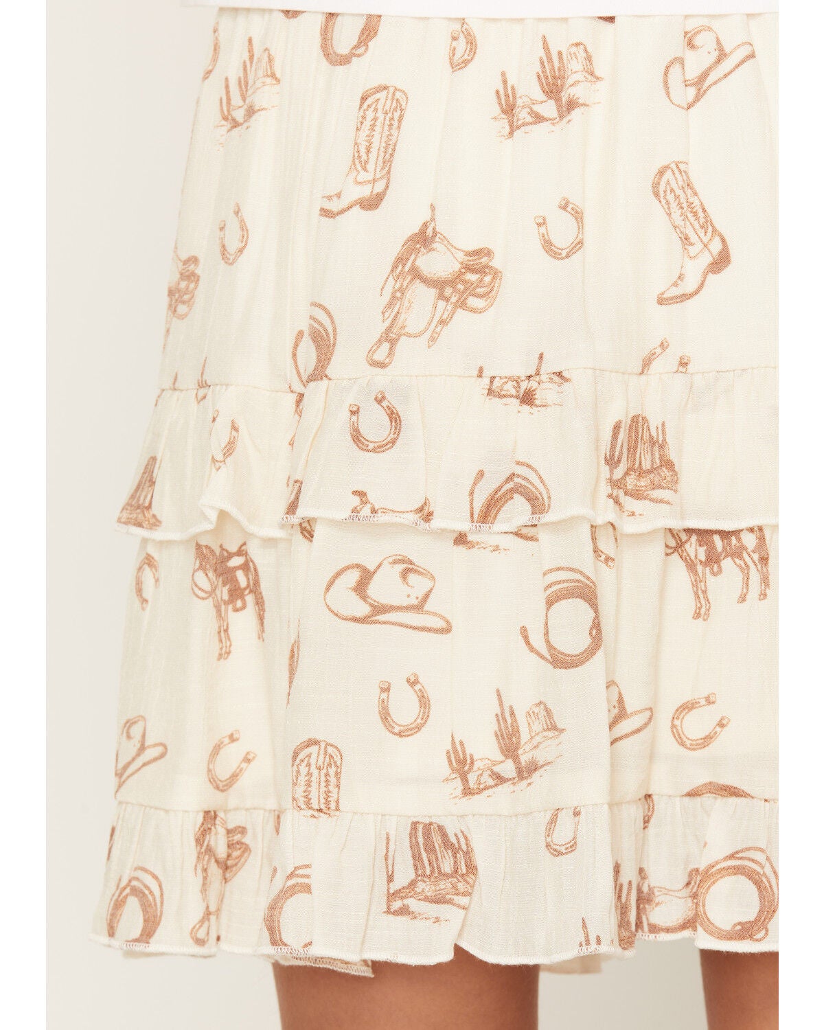 Image #4 - Self Esteem Girls' Western Print Skirt, Off White, hi-res