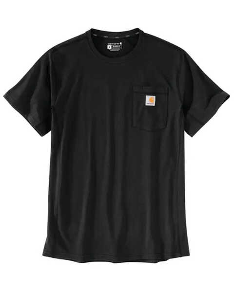 Image #1 - Carhartt Men's Force Relaxed Midweight Logo Pocket Work T-Shirt, Black, hi-res