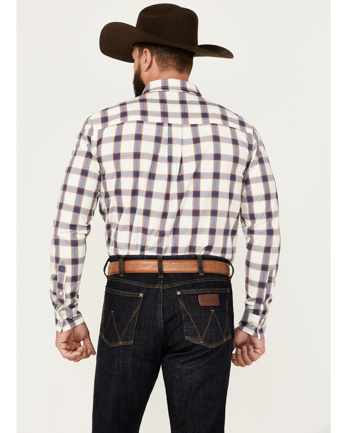 Image #4 - Cody James Men's Yeehaw Plaid Print Long Sleeve Button-Down Stretch Western Shirt, Ivory, hi-res