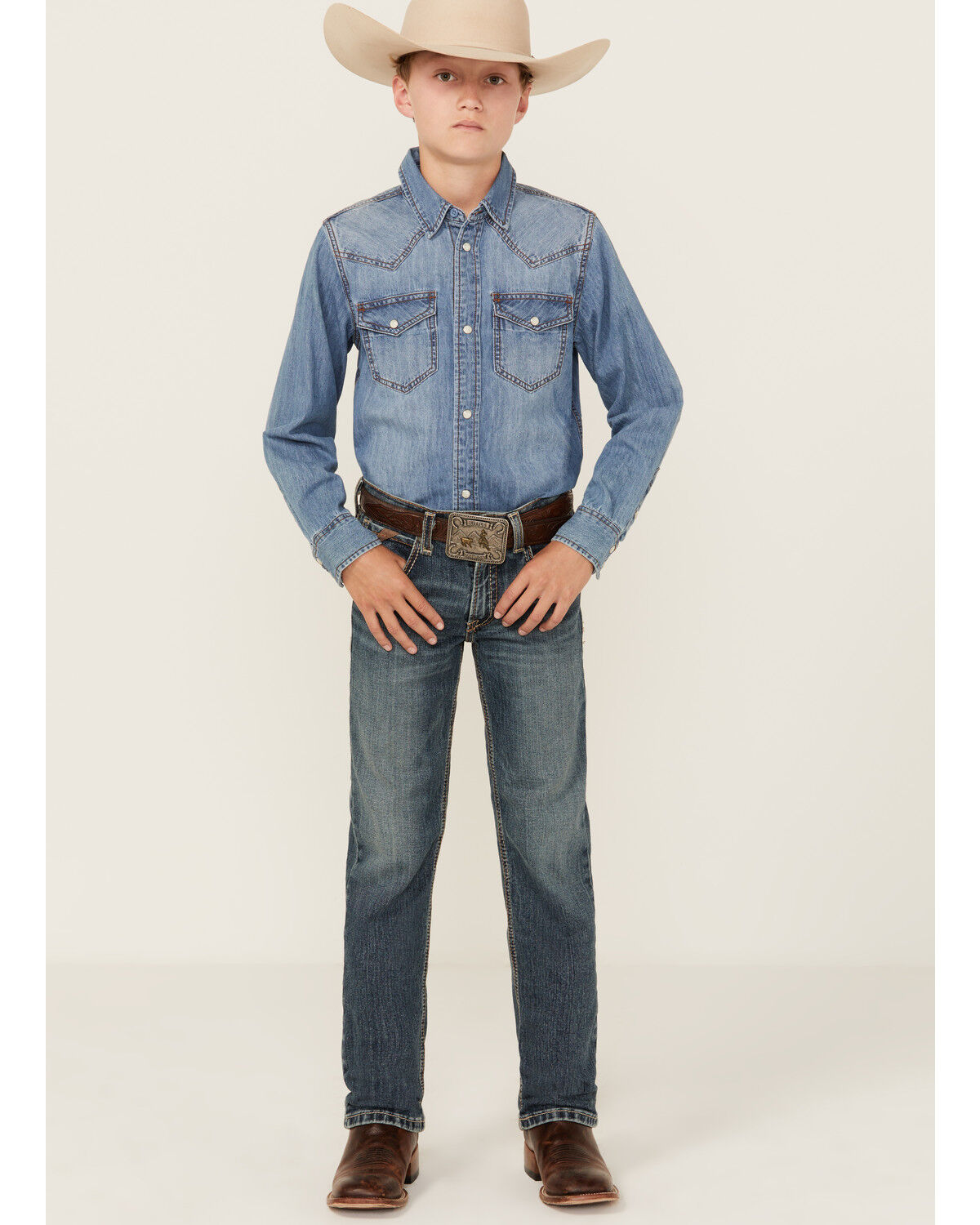 Image #1 - Ariat Boys' Murphy Slim Straight Denim Jeans, Blue, hi-res
