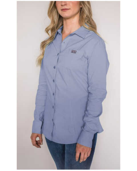 Kimes Ranch Women's Coolmax Linville Long Sleeve Button Down Shirt, Navy, hi-res