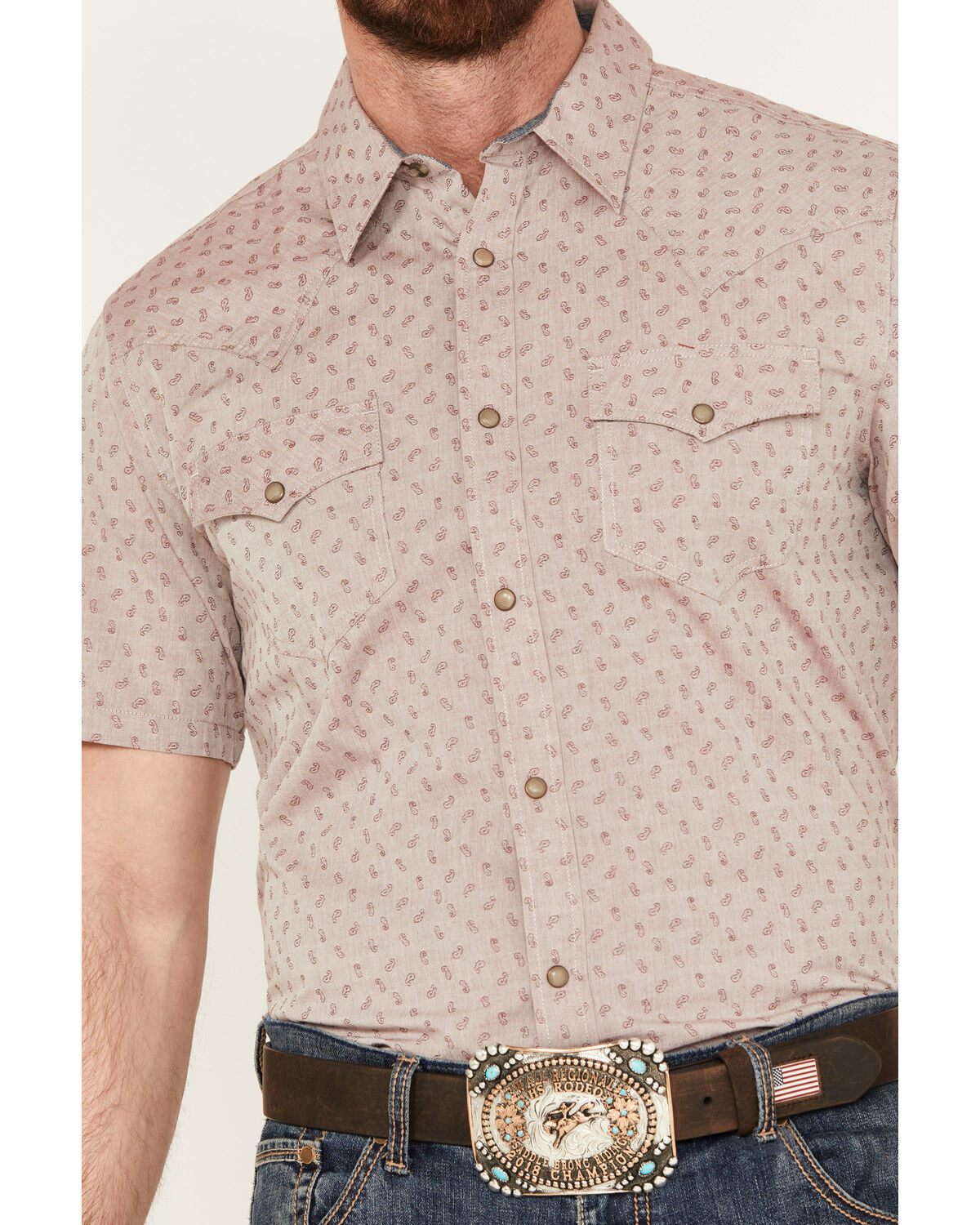Image #3 - Cody James Men's Micro Paisley Print Short Sleeve Snap Western Shirt, , hi-res