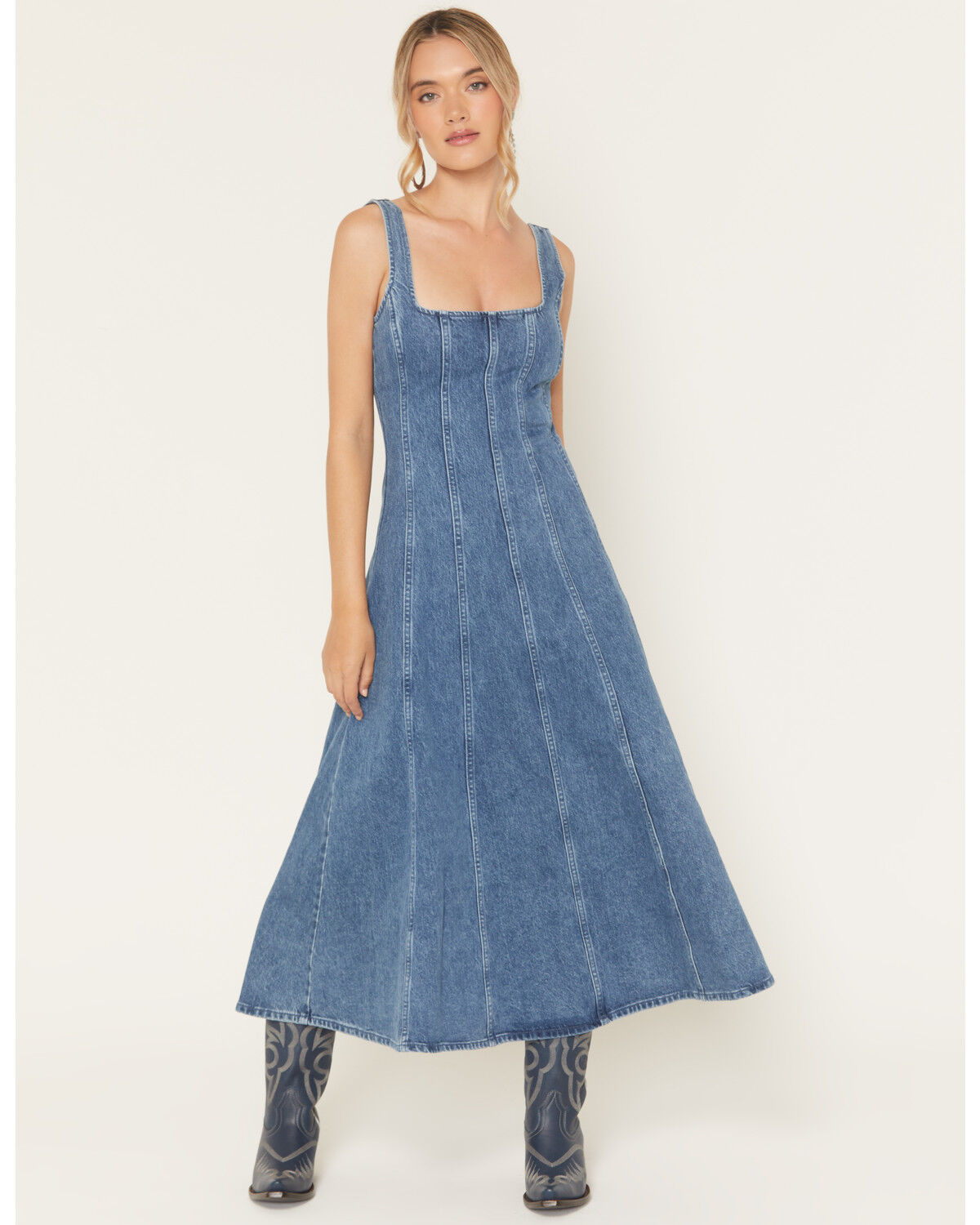 Image #1 - Show Me Your Mumu Women's Prim Denim Midi Dress, Medium Wash, hi-res