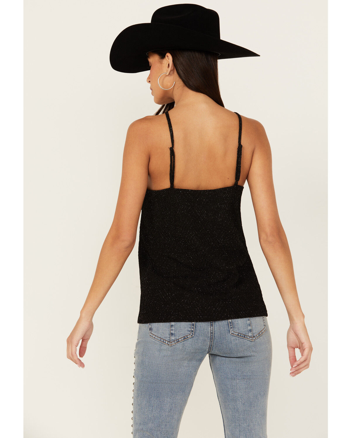 Image #4 - Rock & Roll Denim Women's Shimmer High Neck Tank, Black, hi-res