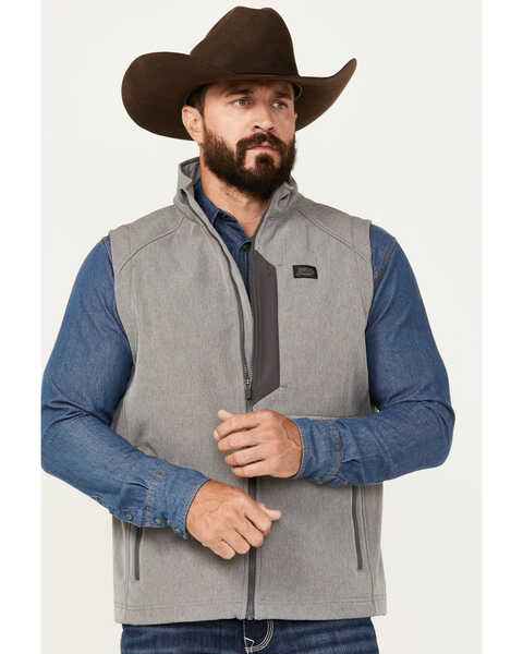 Justin Men's Austin Softshell Vest, Heather Grey, hi-res