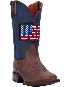 Dan Post Men's USA Sand Goat Western Boots - Wide Square Toe, Brown, hi-res