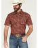 Image #1 - Cowboy Hardware Men's Acorn Paisley Print Short Sleeve Pearl Snap Stretch Western Shirt, Chilli, hi-res