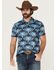 Image #1 - Rock & Roll Denim Men's Boot Barn Exclusive Southwestern Print Short Sleeve Polo Shirt, Navy, hi-res