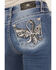 Image #2 - Miss Me Women's Medium Wash Mid Rise Fleur de Lis Pocket Bootcut Stretch Denim Jeans, Medium Wash, hi-res