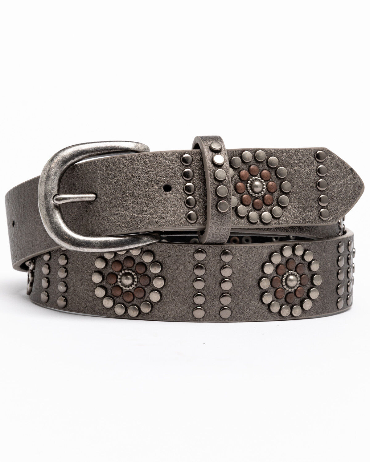 Image #1 - Shyanne Women's Floral Studded Pewter Belt, , hi-res