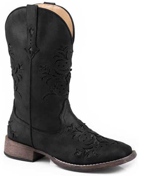 Image #1 - Roper Women's Kennedy Western Boots - Square Toe, Black, hi-res