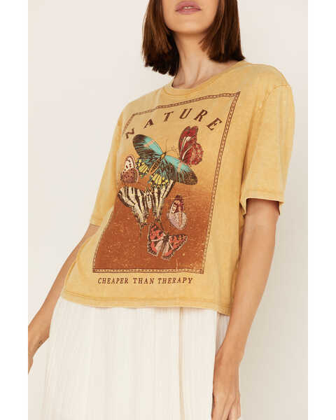 Image #3 - Cleo + Wolf Women's Nature Is Therapy Graphic Tee, Gold, hi-res
