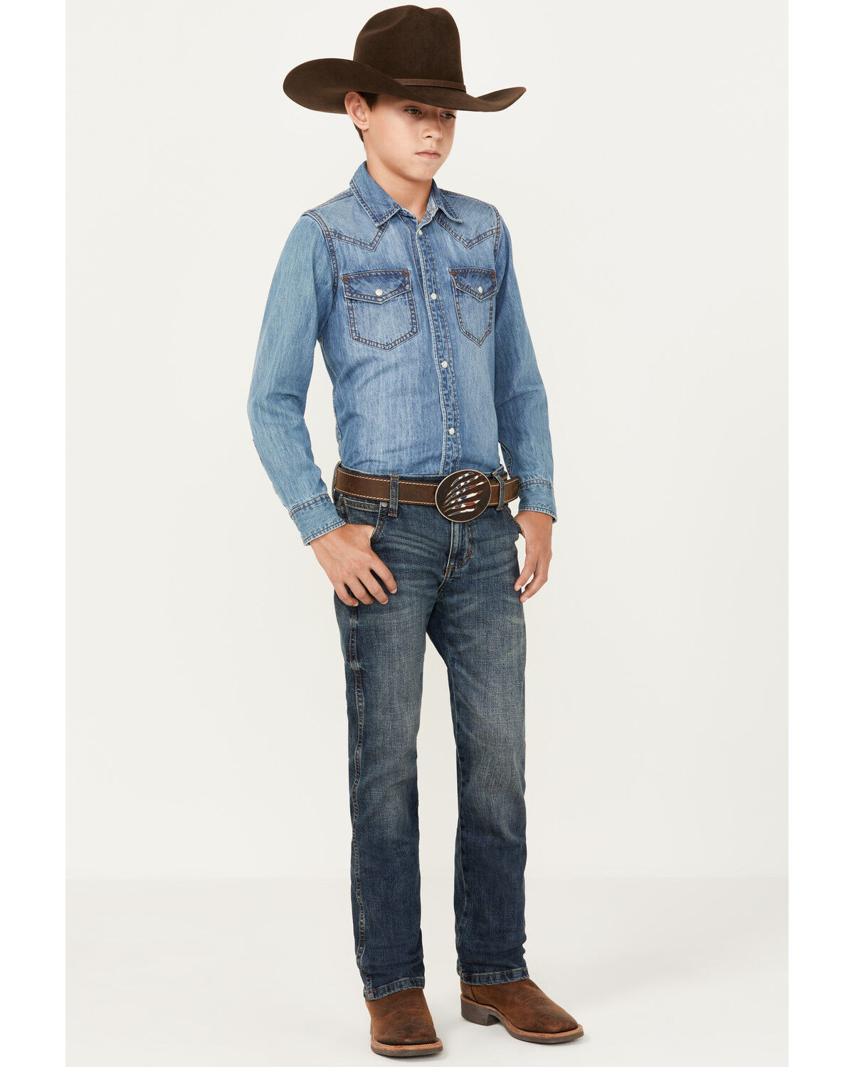 Image #1 - Wrangler Retro Boys' Layton Dark Wash Slim Bootcut Jeans, Dark Wash, hi-res