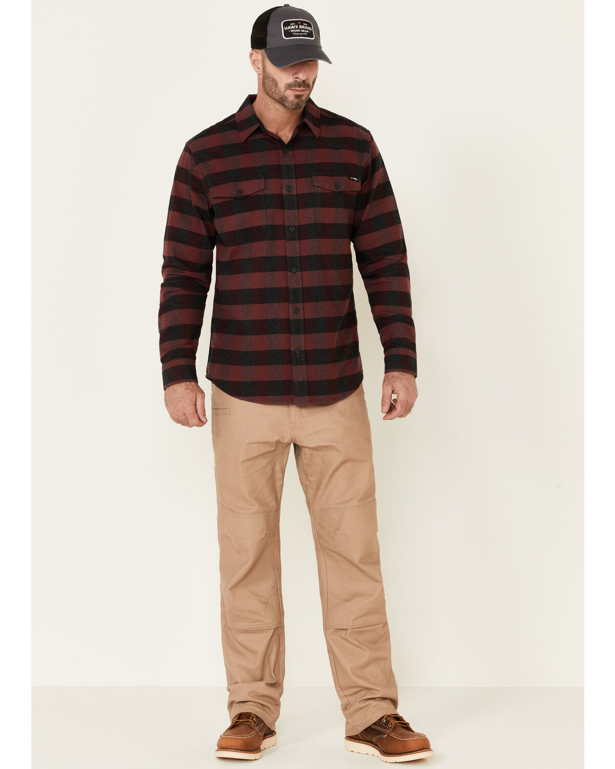 Image #2 - Hawx Men's Harris Stretch Plaid Print Long Sleeve Button Down Work Flannel Shirt - Tall, , hi-res