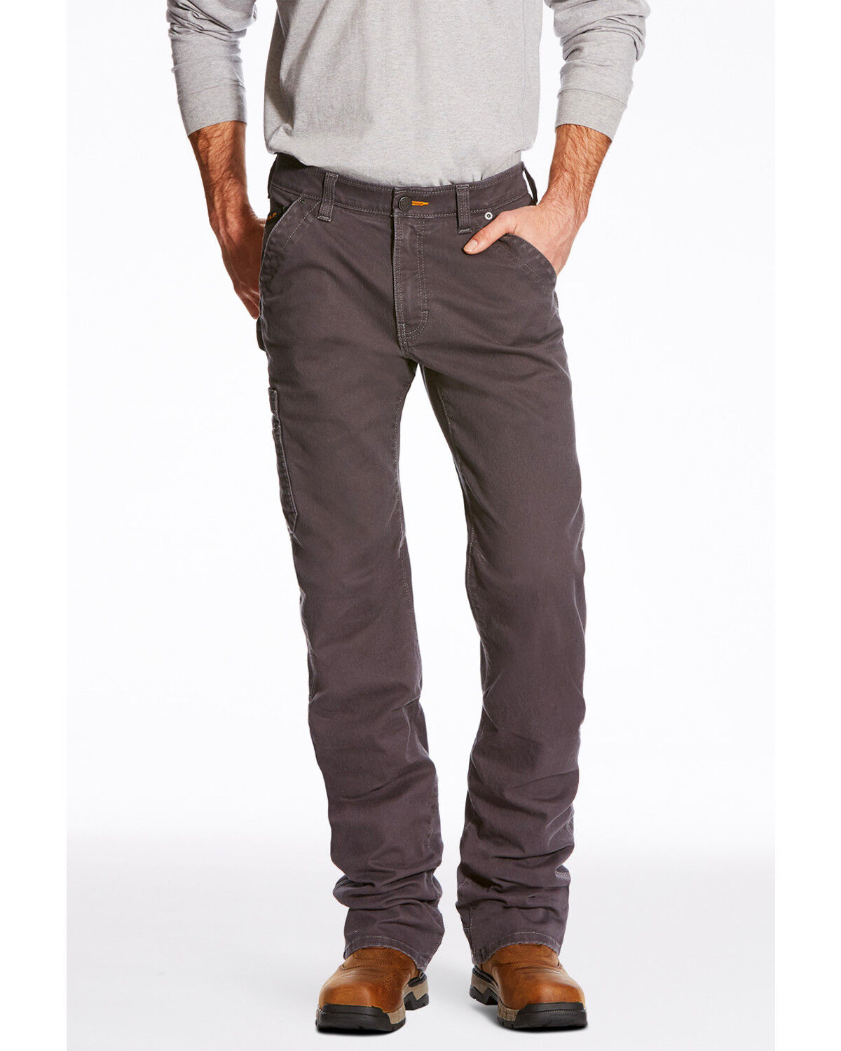 Image #2 - Ariat Men's Rebar M4 Washed Twill Dungaree Work Pants, Grey, hi-res
