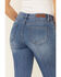 Rock & Roll Denim Women's Medium Wash Herringbone Stripe Mid Rise Trouser Jean, Blue, hi-res