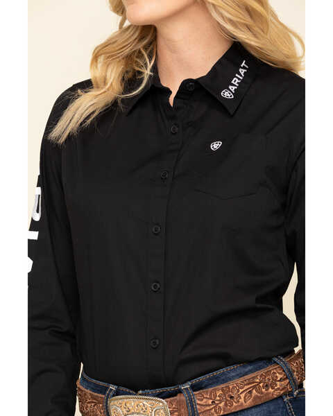 Image #4 - Ariat Women's Team Kirby Stretch Logo Long Sleeve Shirt, Black, hi-res