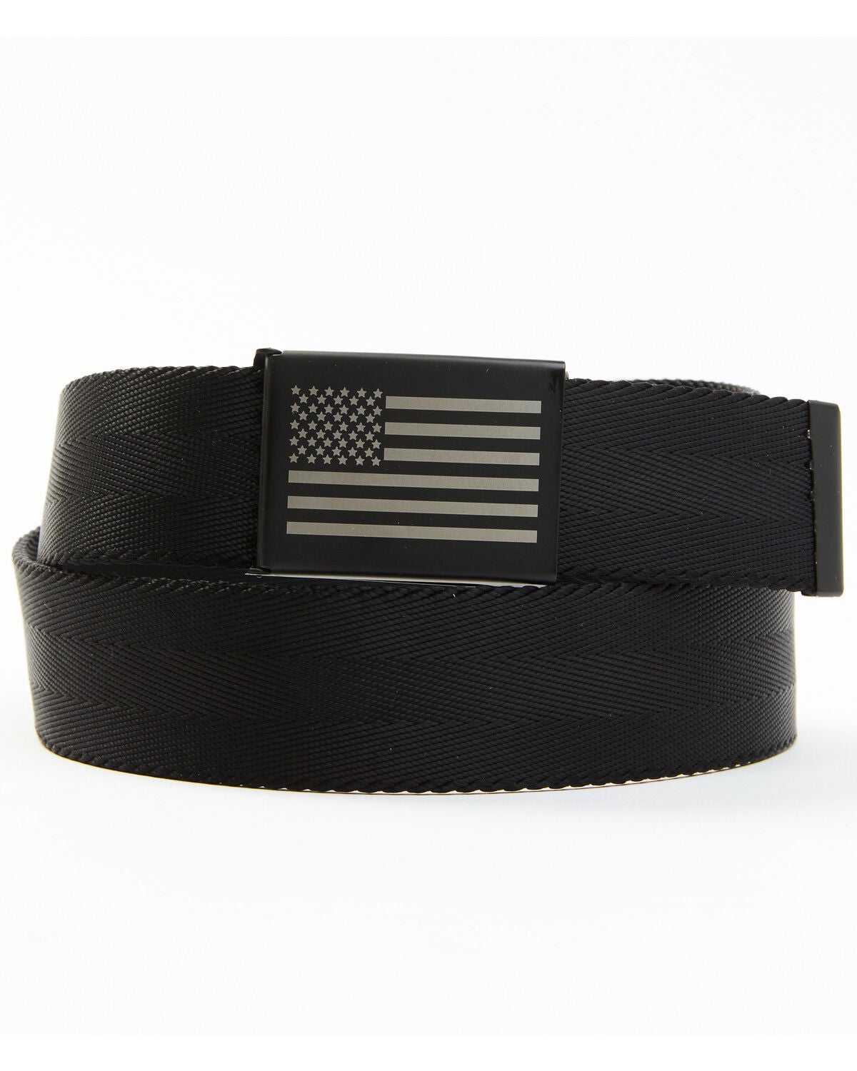Brothers and Sons Men's Antique Flag Plaque Buckle Nylon Belt, Black, hi-res