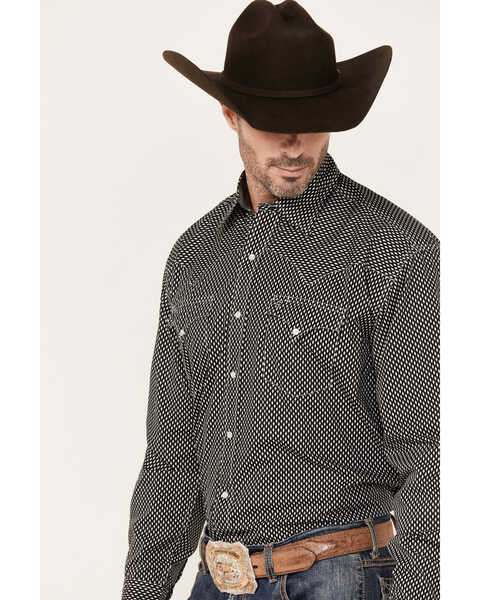 Image #2 - Stetson Men's Boot Barn Exclusive Original Rugged Geo Print Long Sleeve Western Shirt, Black, hi-res