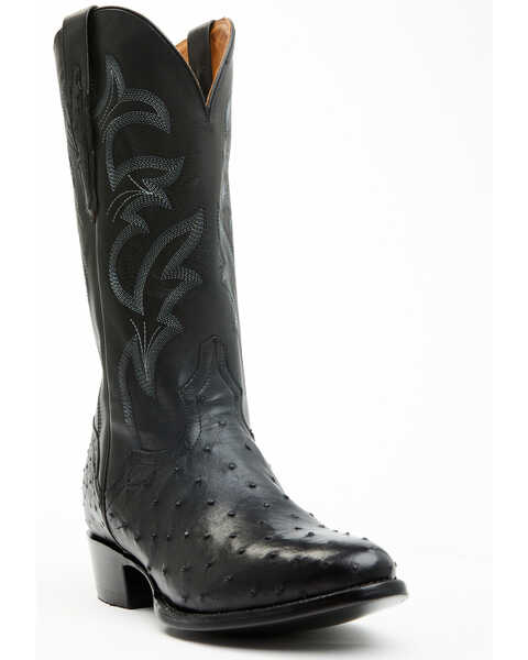 EL Dorado Men's Full Quill Ostrich Exotic Western Boots - Medium Toe , Black, hi-res