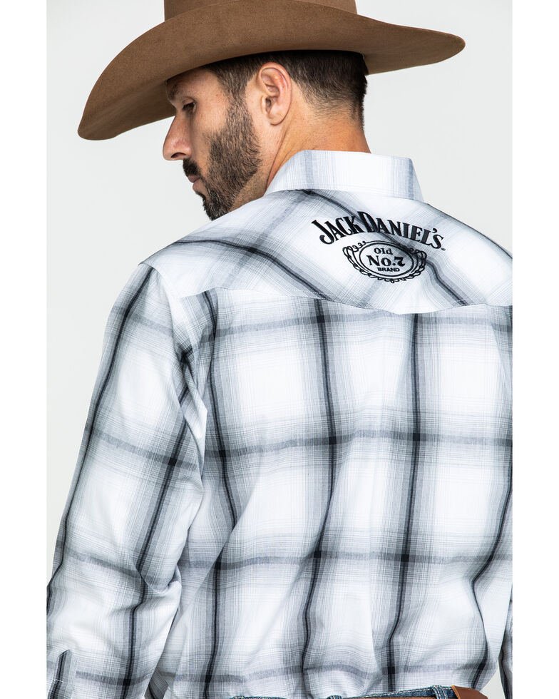 Jack Daniel's Men's Embroidered Large Plaid Long Sleeve Western Shirt , White, hi-res