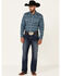 Wrangler 20X Men's Stippled Geo Print Long Sleeve Snap Western Shirt , Blue, hi-res