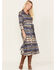 Image #2 - Stetson Women's Serape Stripe Print Long Sleeve Midi Dress, Blue, hi-res