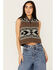 Image #1 - Pendleton Women's Printed Zip Sweater Vest, Brown, hi-res