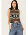 Image #1 - Pendleton Women's Printed Zip Sweater Vest , Brown, hi-res