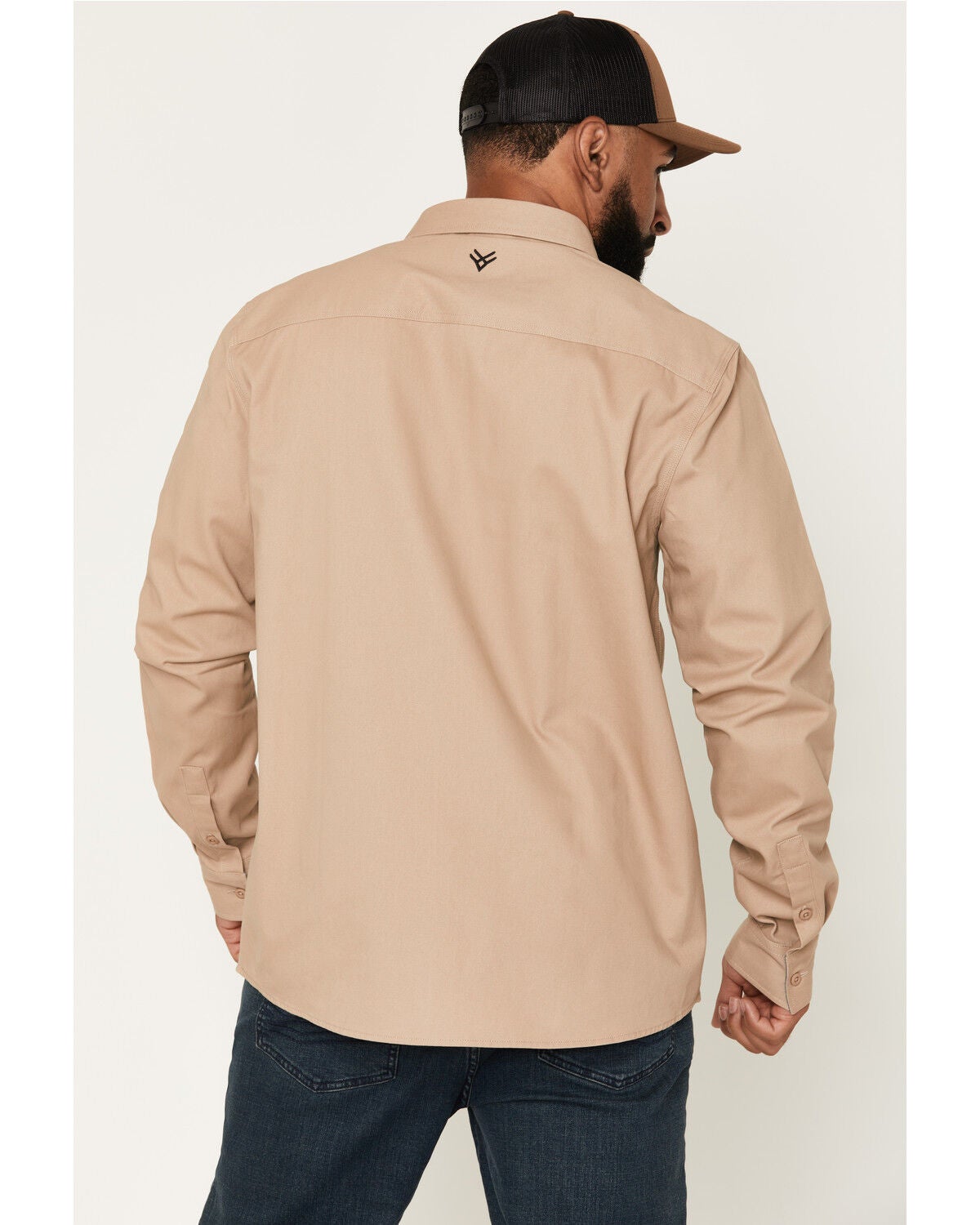 Image #4 - Hawx Men's Solid Long Sleeve Button-Down Work Shirt - Big, Khaki, hi-res