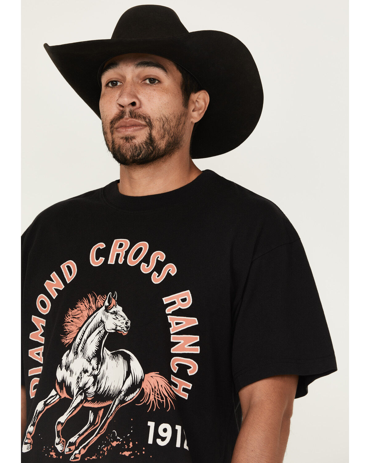 Image #2 - Diamond Cross Ranch Men's Bronco Heritage Short Sleeve Graphic T-Shirt, Charcoal, hi-res