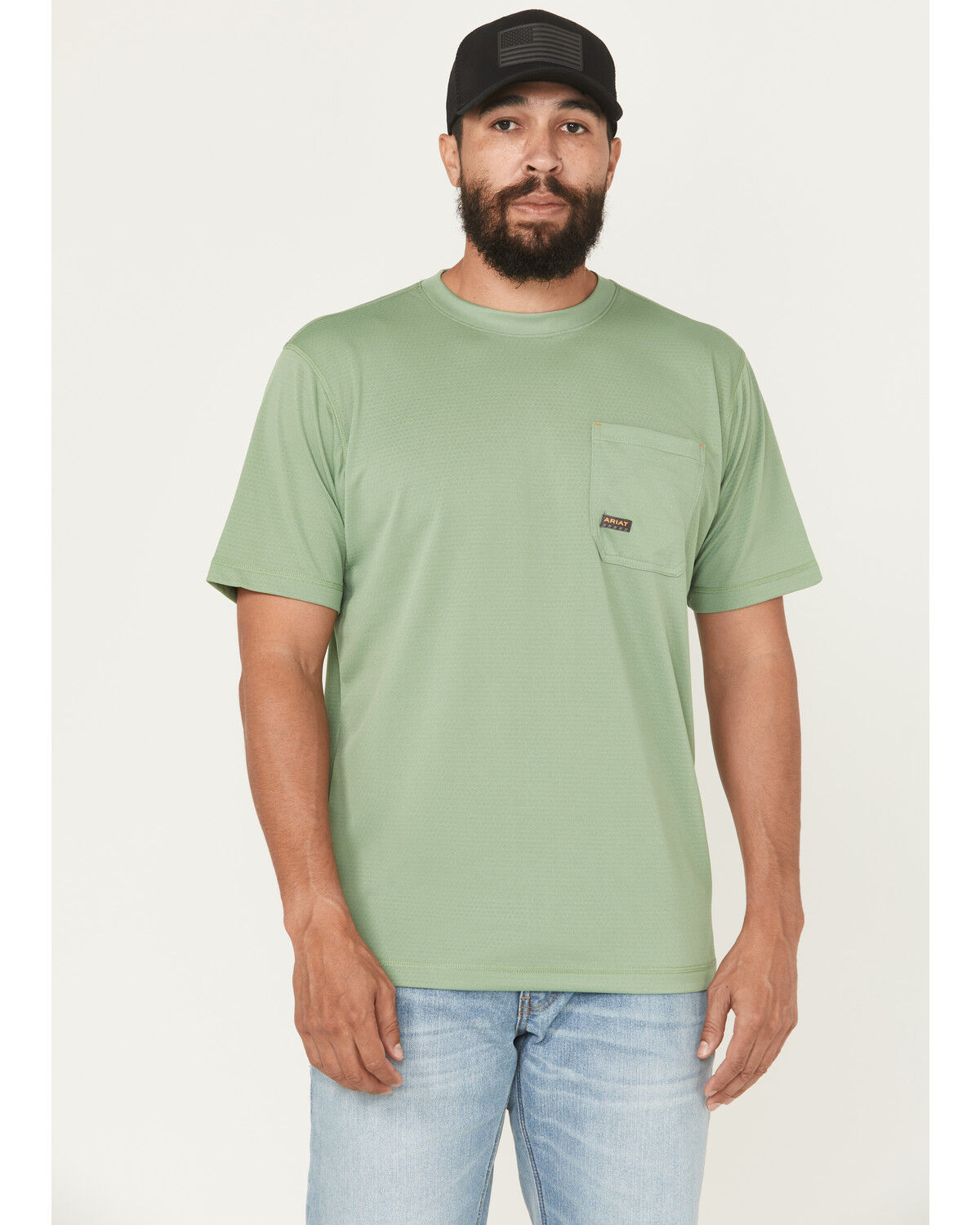 Image #1 - Ariat Men's Rebar Heat Fighter Short Sleeve Pocket Work Shirt, Green, hi-res