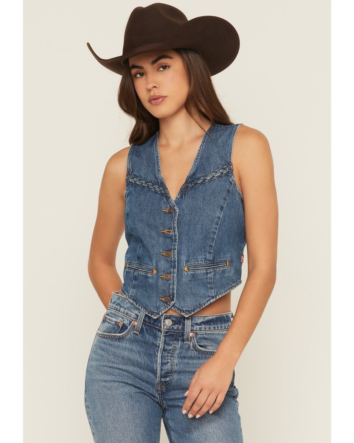 Levi's Premium Women's Big Yikes Braided Denim Vest - Country