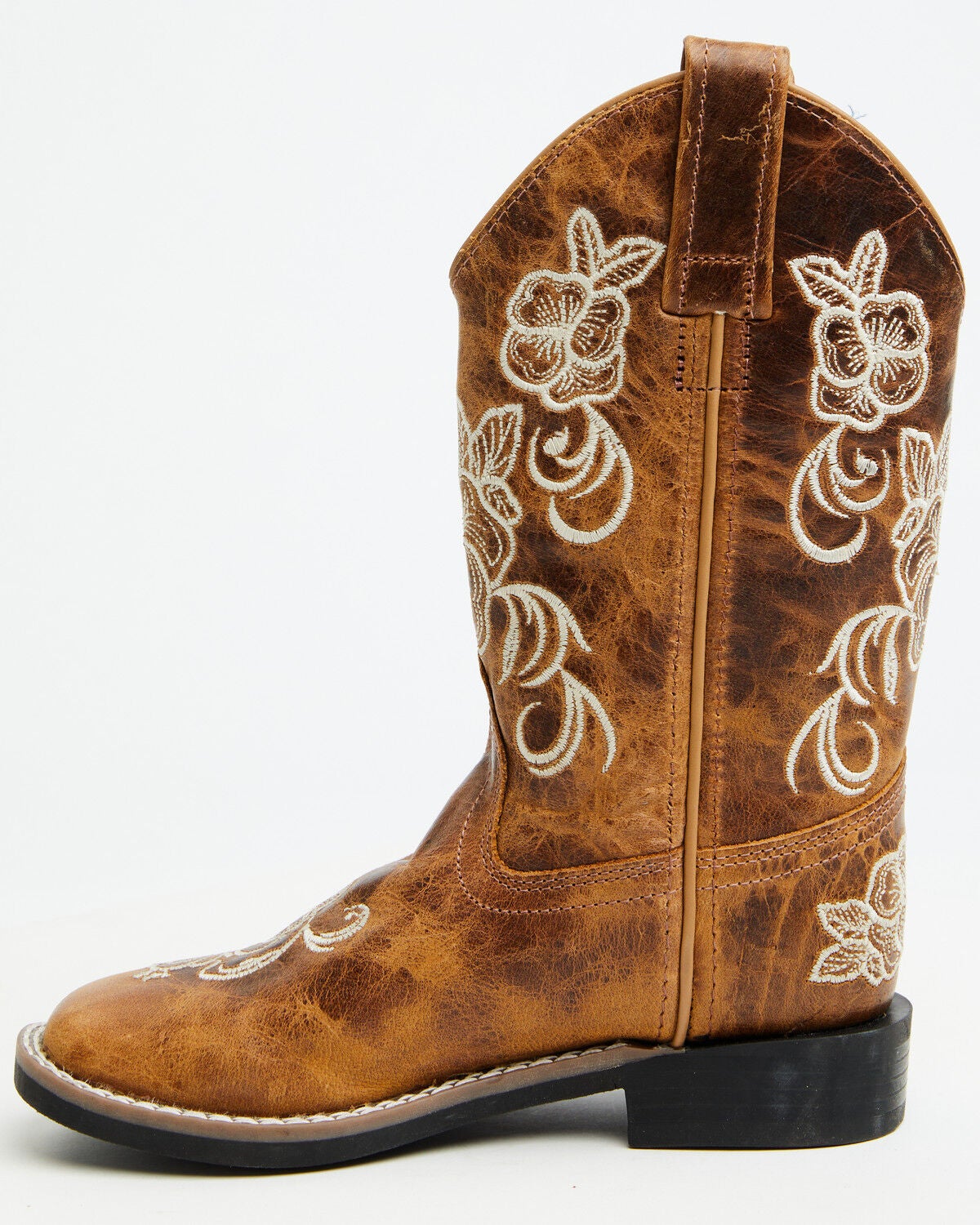 Image #3 - Shyanne Girls' Little Lasy Floral Embroidered Western Boots - Broad Square Toe, Tan, hi-res