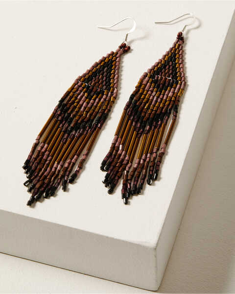Image #1 - Idyllwind Women's Potomac Purple Seed Bead Fringe Earrings, Purple, hi-res