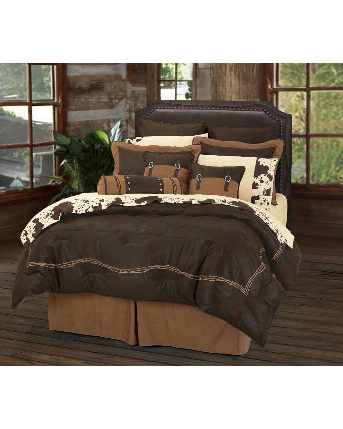 Image #1 - HiEnd Accents Embroidered Barbwire Queen Comforter Set - 7 Piece, Multi, hi-res