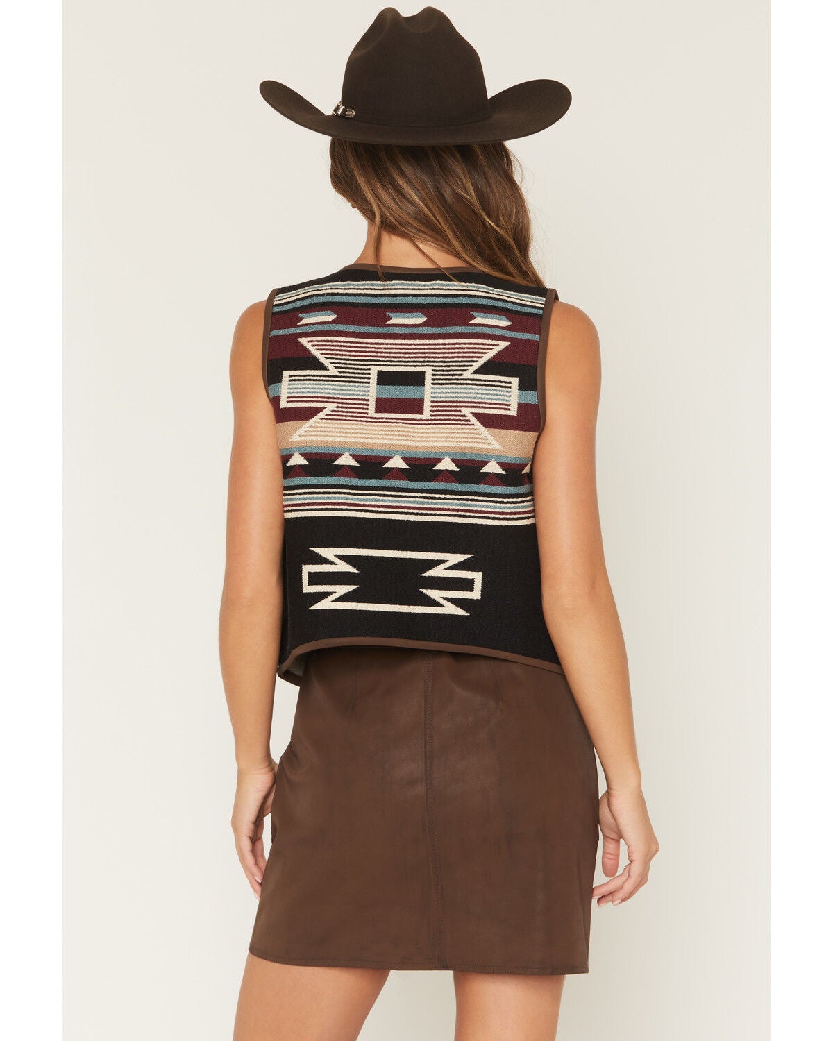 Image #4 - Shyanne Women's Simon Southwestern Print Reversible Button-Down Vest, Khaki, hi-res