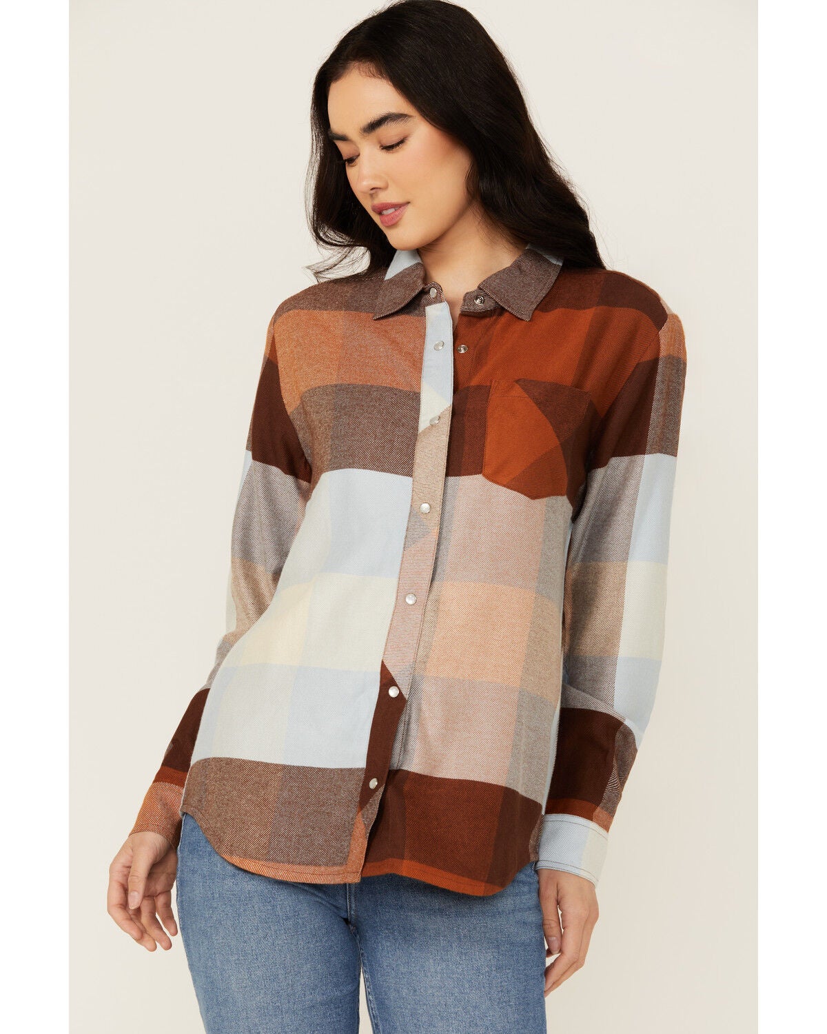 Idyllwind Women's Harlow Long Sleeve Snap Flannel Shirt, Caramel, hi-res