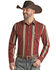 Image #1 - Panhandle Men's Select Serape Striped Long Sleeve Pearl Snap Western Shirt  - Tall , Dark Red, hi-res